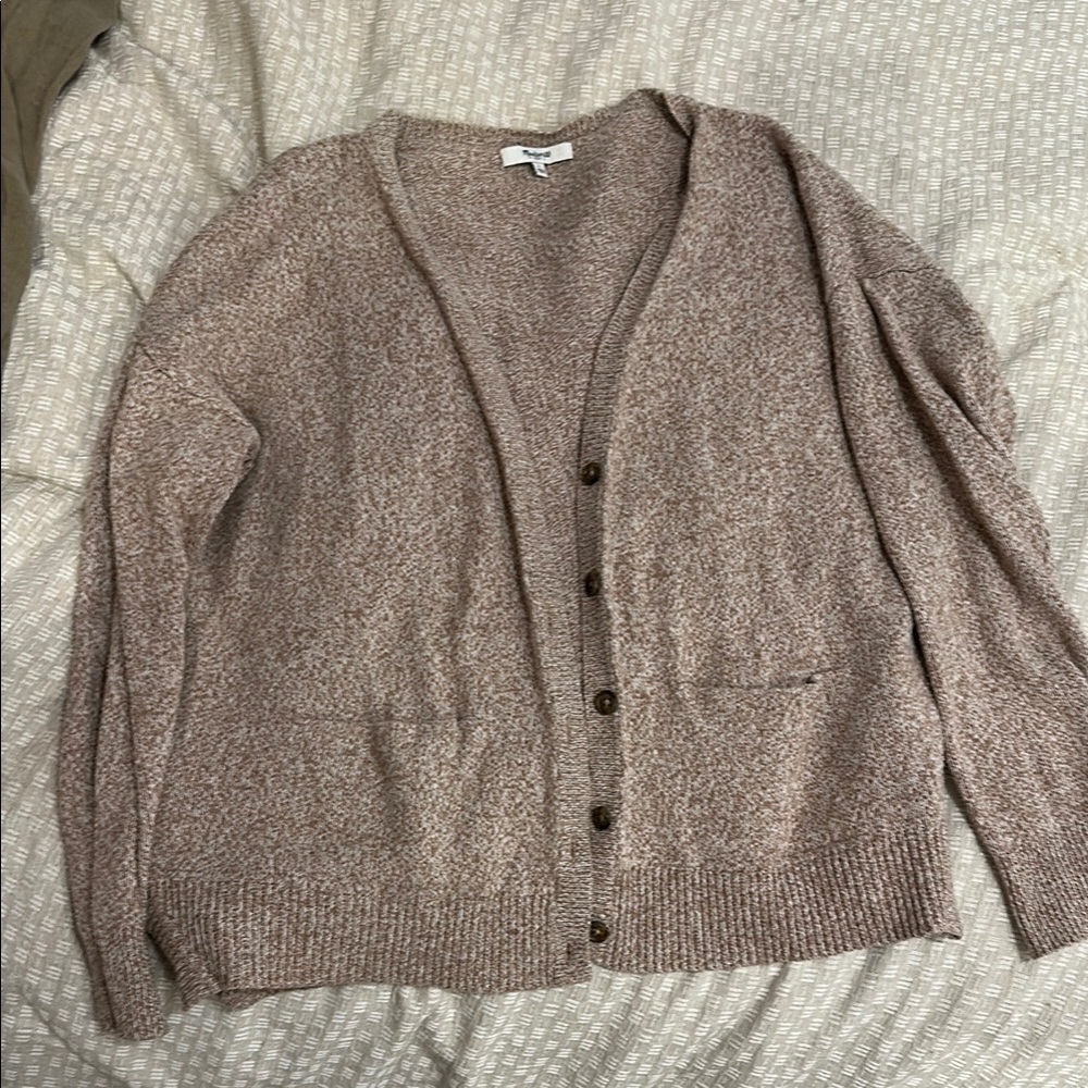Madewell Tan Cardigan Sweater V-Neck Relaxed Fit